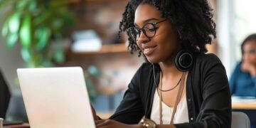 Woman using a laptop